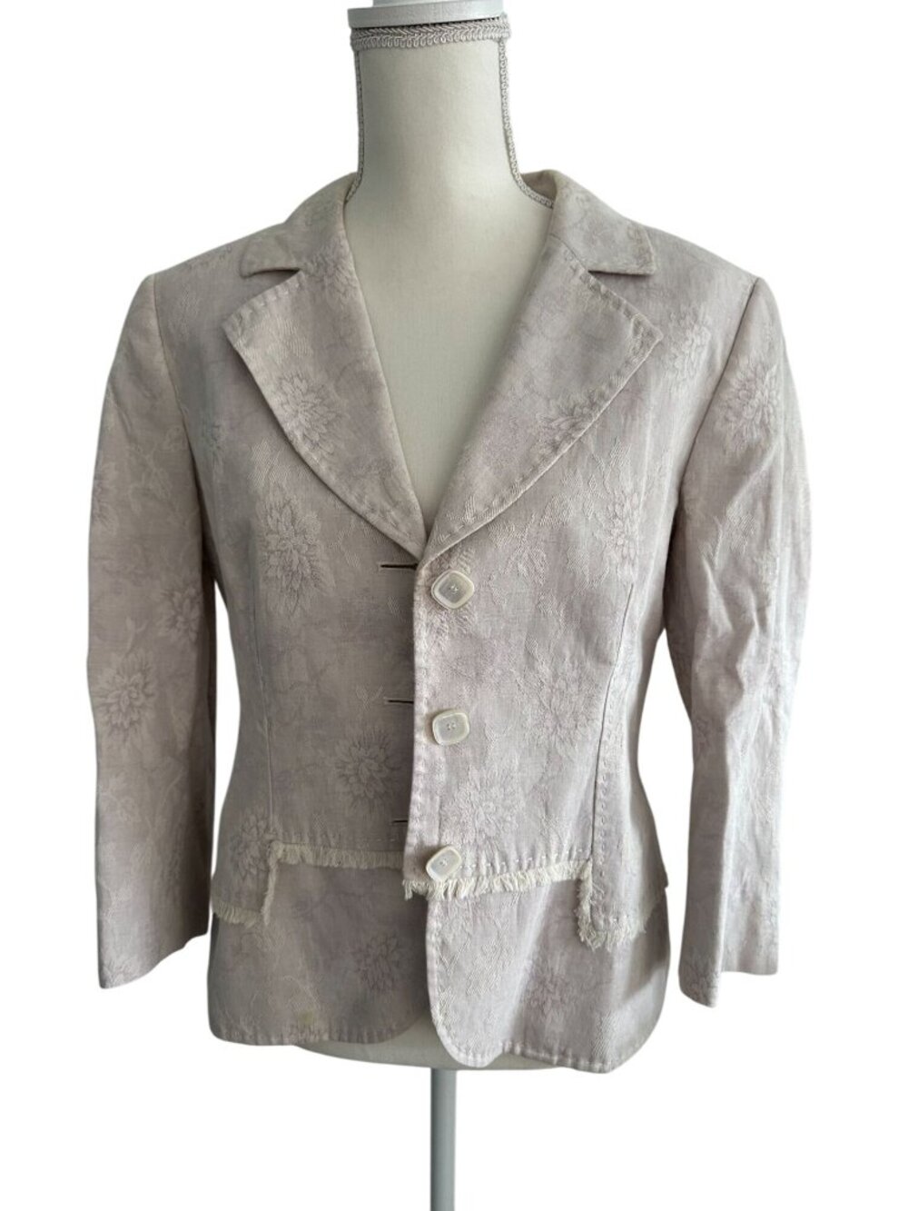 WORTH Light Gray Lavender Brocade Blazer Jacket Size 14